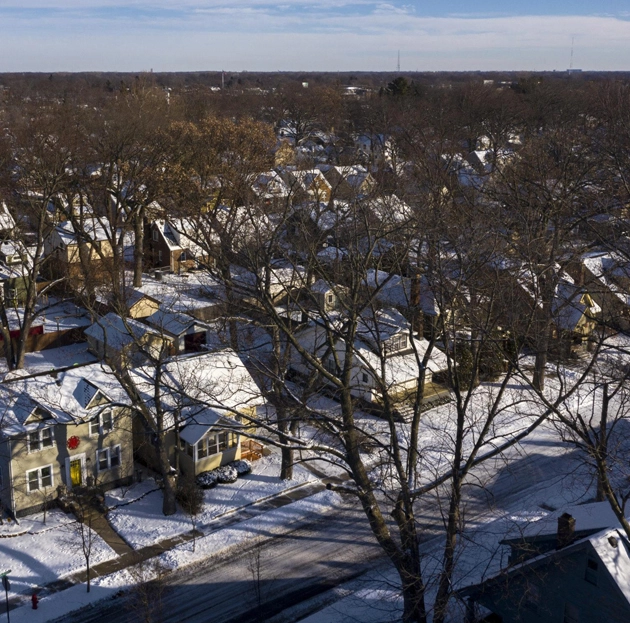 Winter Overhead of Columbus Ohio